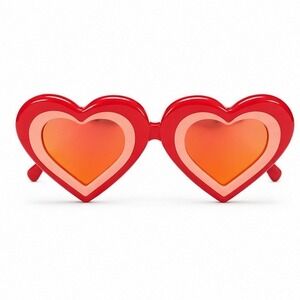 Rare Linda Farrow x Yazbukey Heart Sunglasses Red Pink Peach Mirror Japan